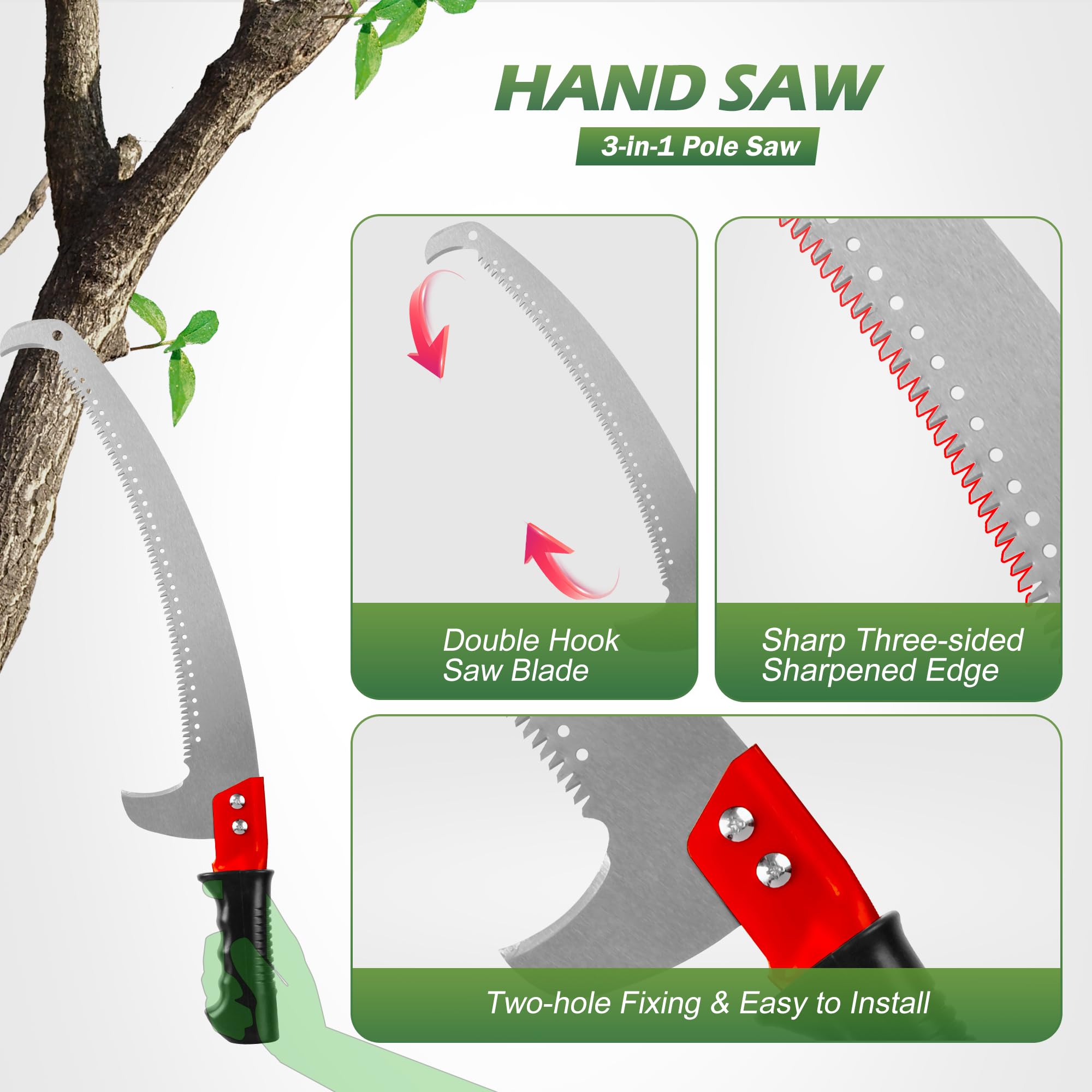 Walensee Mn-steel saw blade delivers strong cutting power for thick branches.