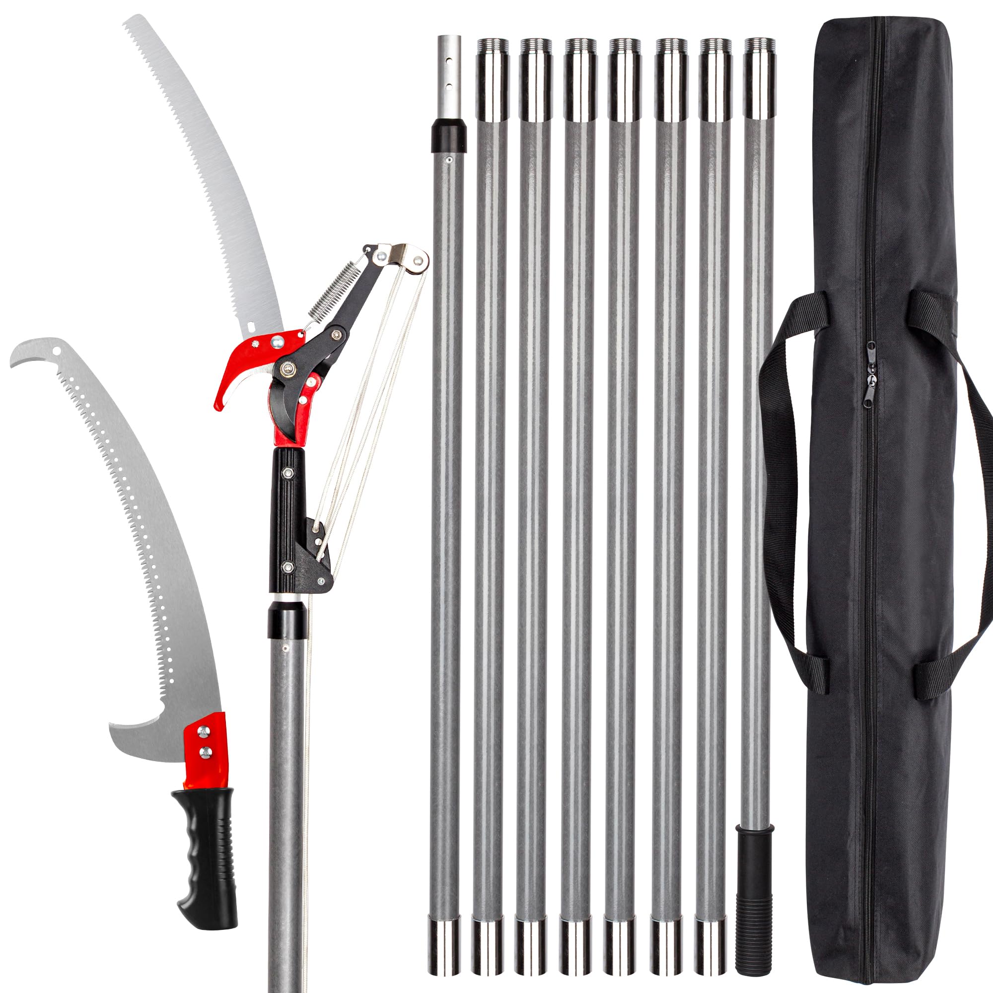 Walensee pole saw extended-length setup for high branch trimming without ladders.