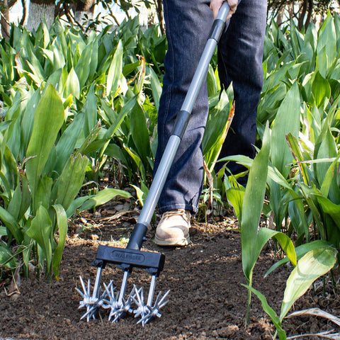 Walensee rotary cultivator ready for light garden bed aeration.