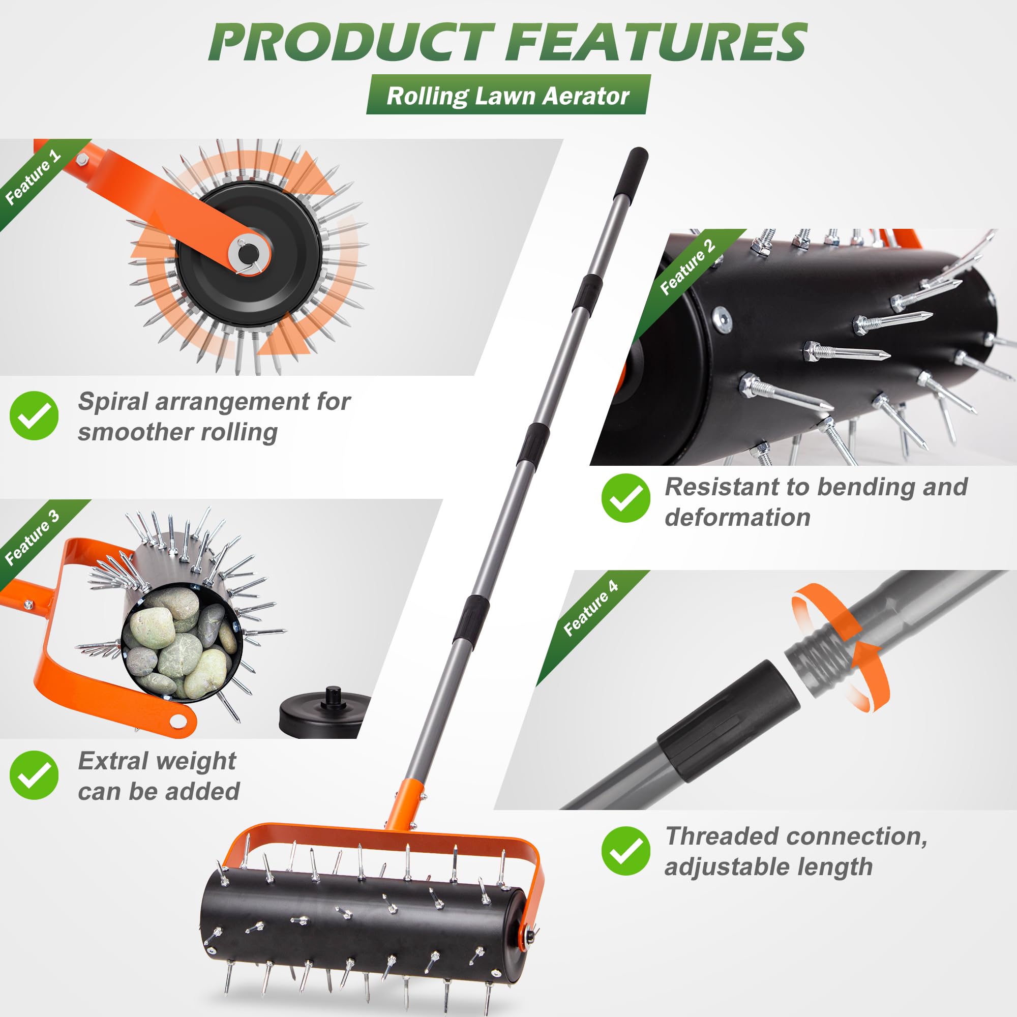 Walensee spiral tine pattern provides smooth rolling and steady contact.