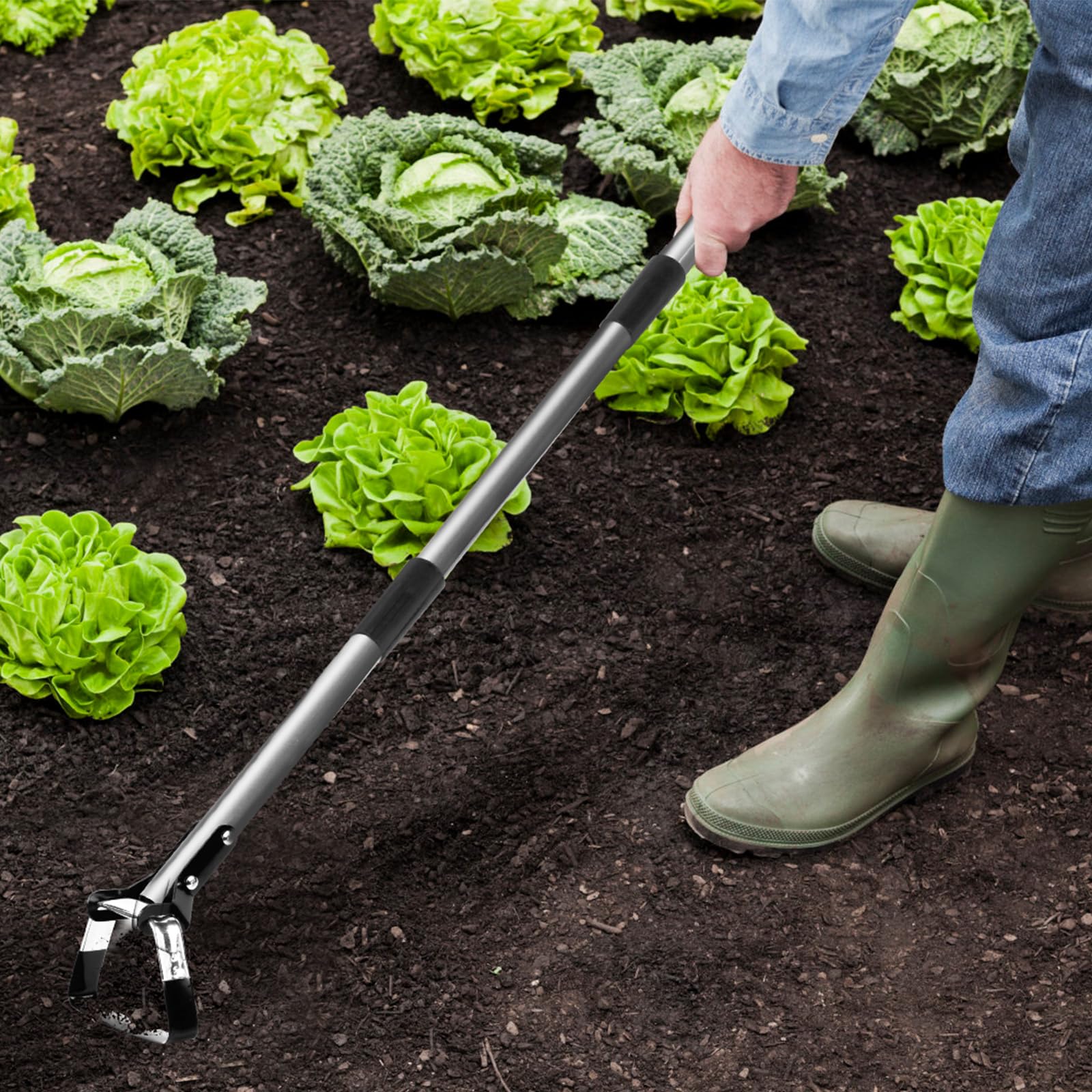 Walensee stirrup hoe in action uprooting shallow weeds efficiently