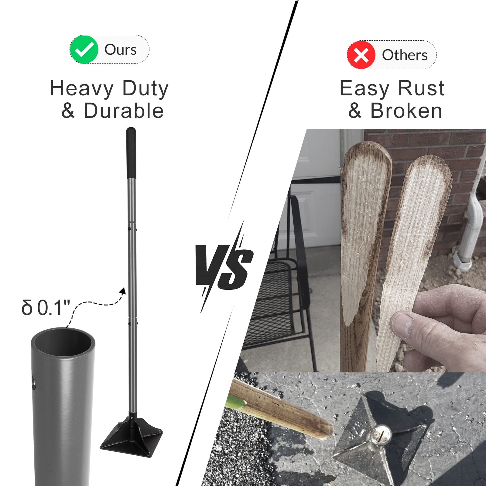 Walensee adjustable-height tamper offers comfortable operation on uneven grades.