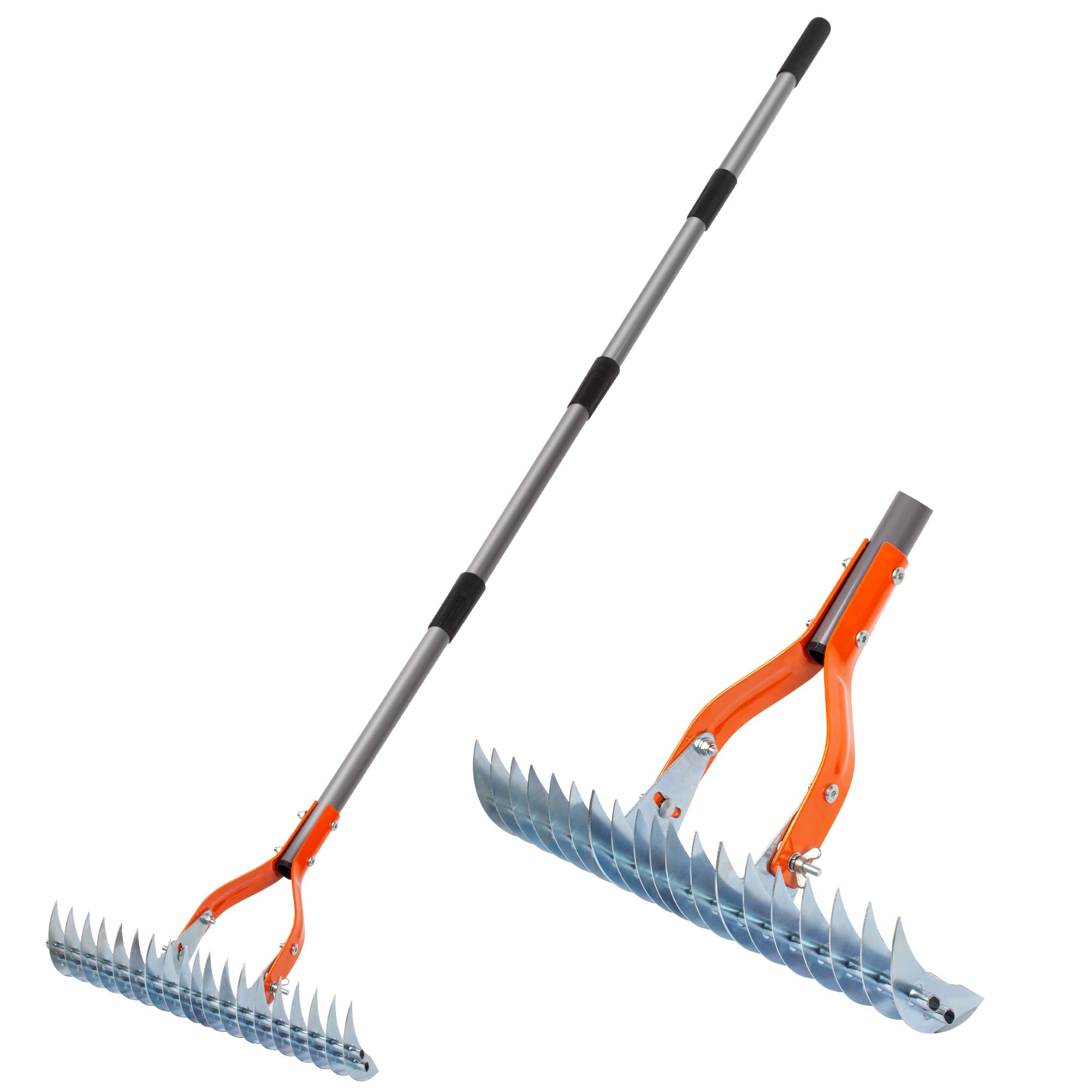 Walensee Thatch Rake with 15-inch head clears thatch for healthier lawn airflow.