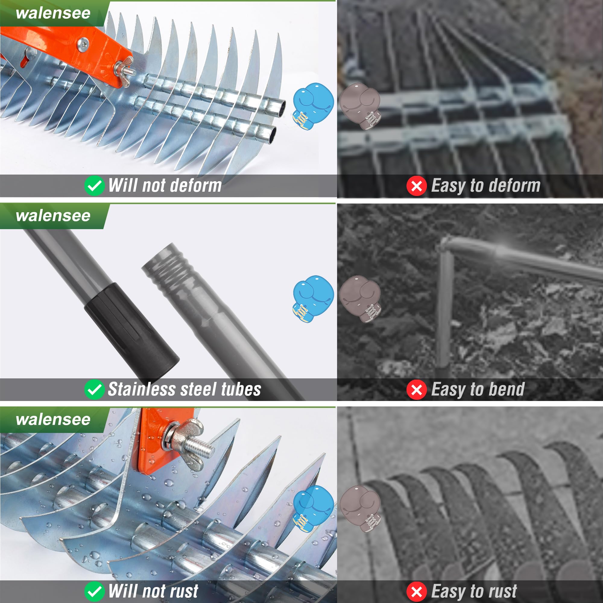 Walensee Thatch Rake adjustable length suits different user heights and tasks.