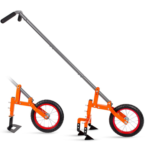 Walensee wheel hoe assembly showing adjustable handle for easy setup