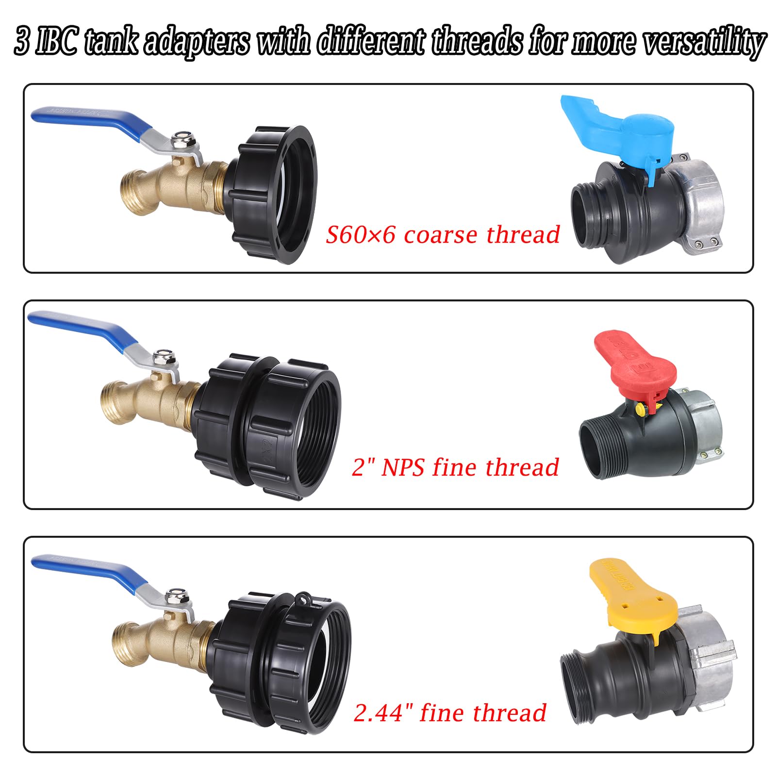 WalkingInRain three-size fittings arranged for flexible tote connections