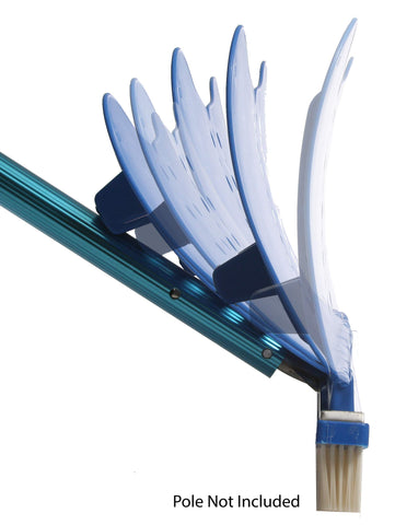 Wall Whale brush attached to a standard pool pole for easy maintenance.
