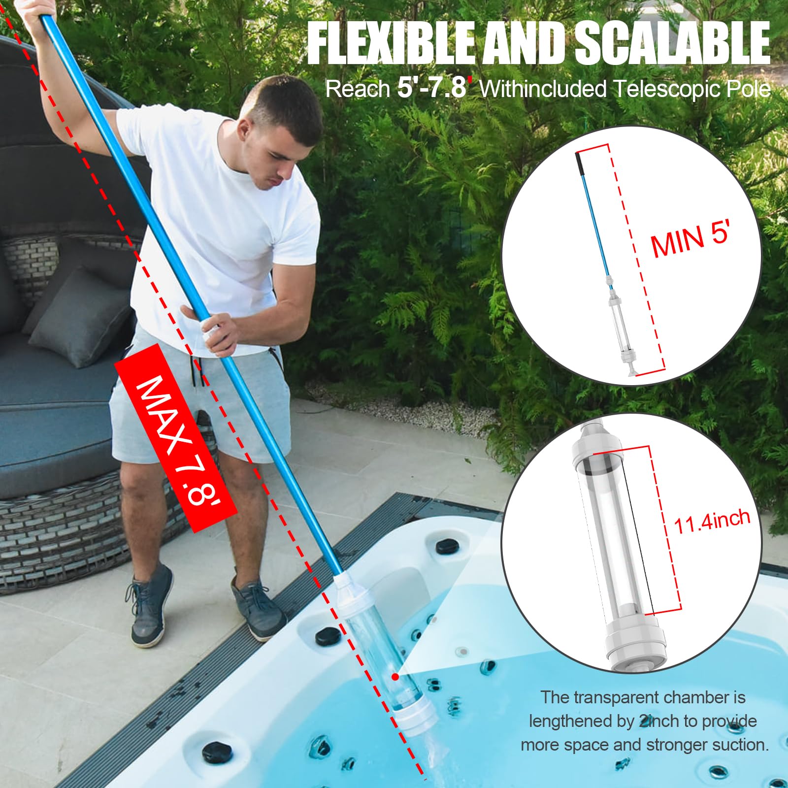 Wallace Forge Spa Vacuum is ultra-light and easy to maneuver
