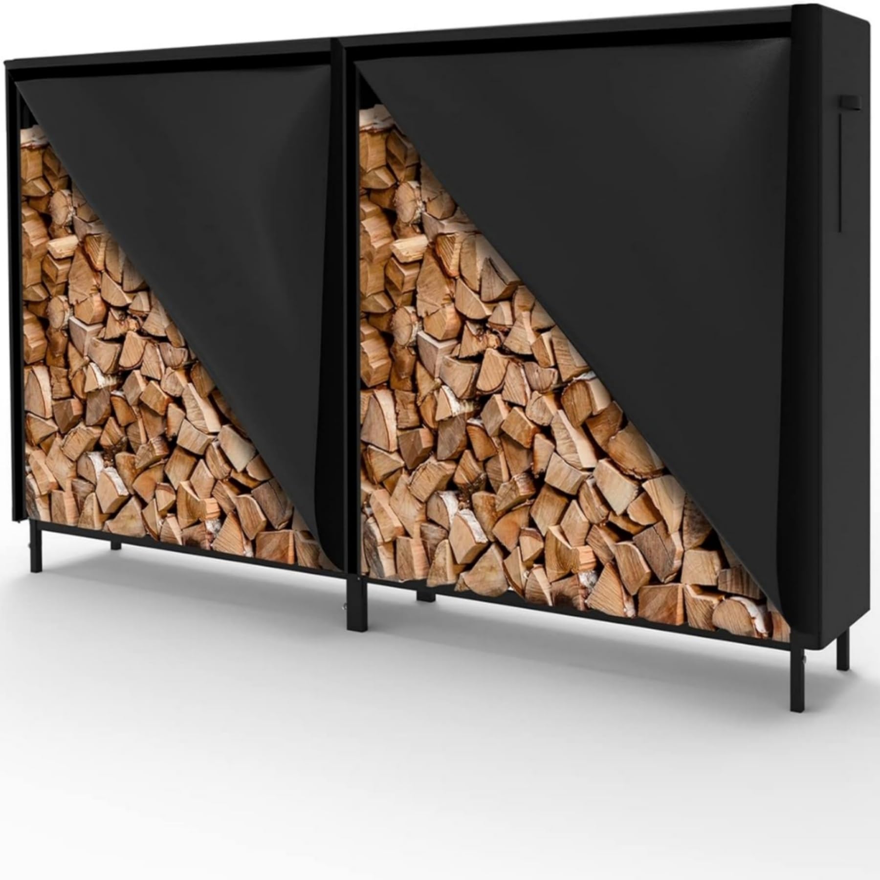 WALMANN 6ft firewood rack with cover keeps logs organized on porches and decks