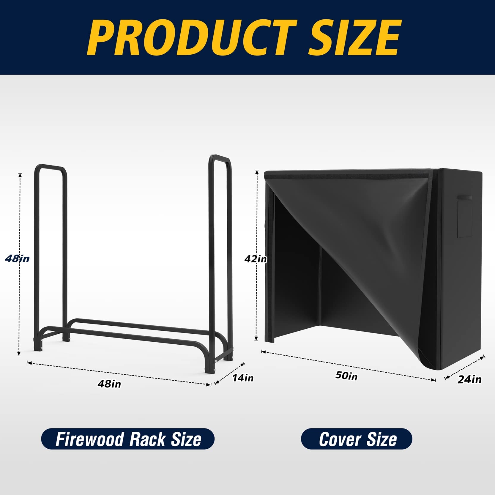 WALMANN firewood rack with 600D Oxford cover protects wood from rain.