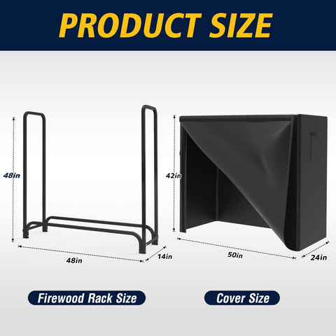 WALMANN firewood rack with 600D Oxford cover protects wood from rain.