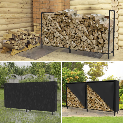WALMANN firewood rack cover keeps wood dry and protected outdoors.