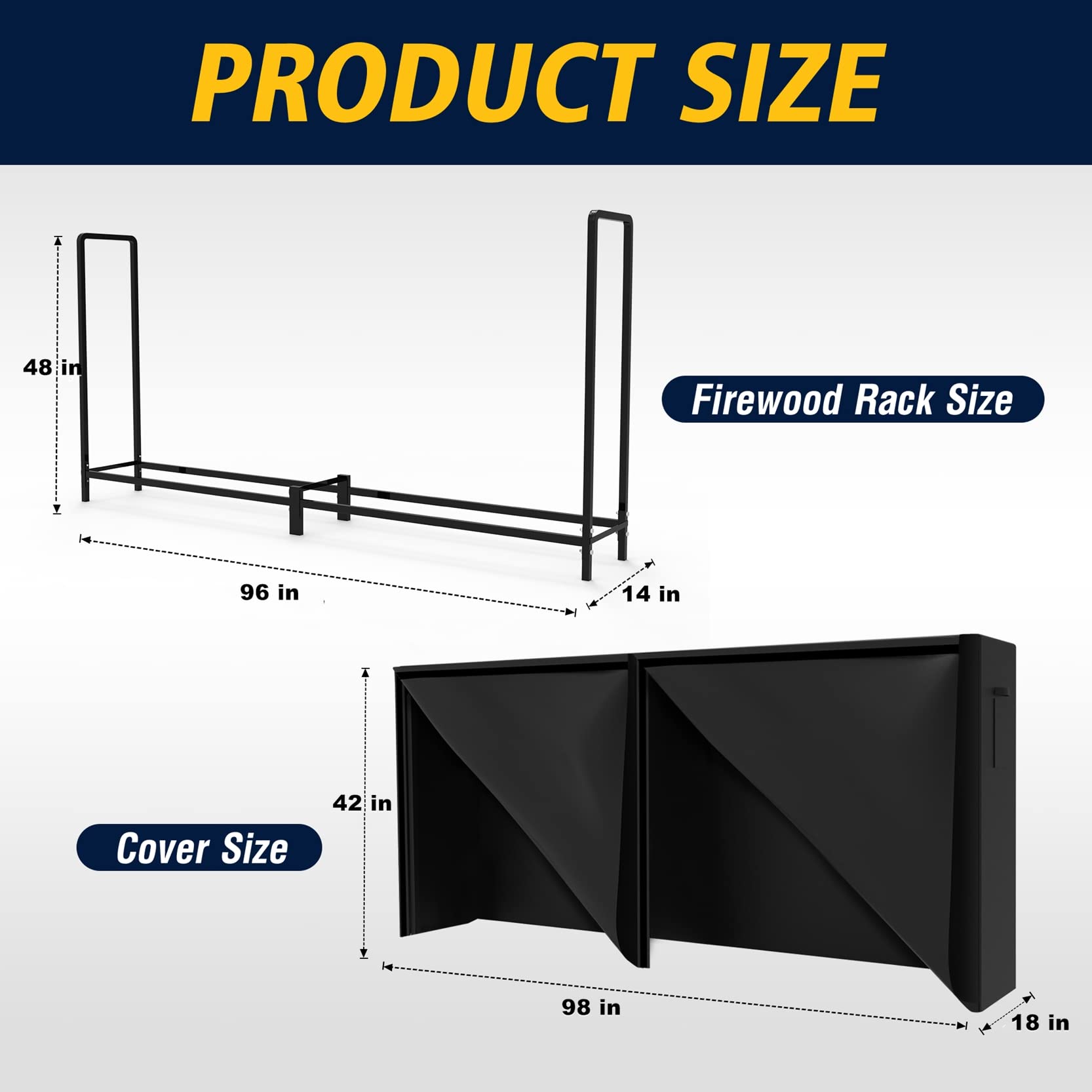 WALMANN heavy-duty steel-frame ensures durable, long-lasting firewood storage.