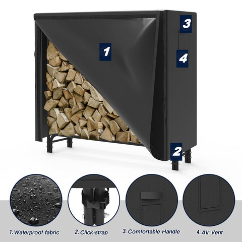 Walmann outdoor firewood storage on porch demonstrates convenient organization.