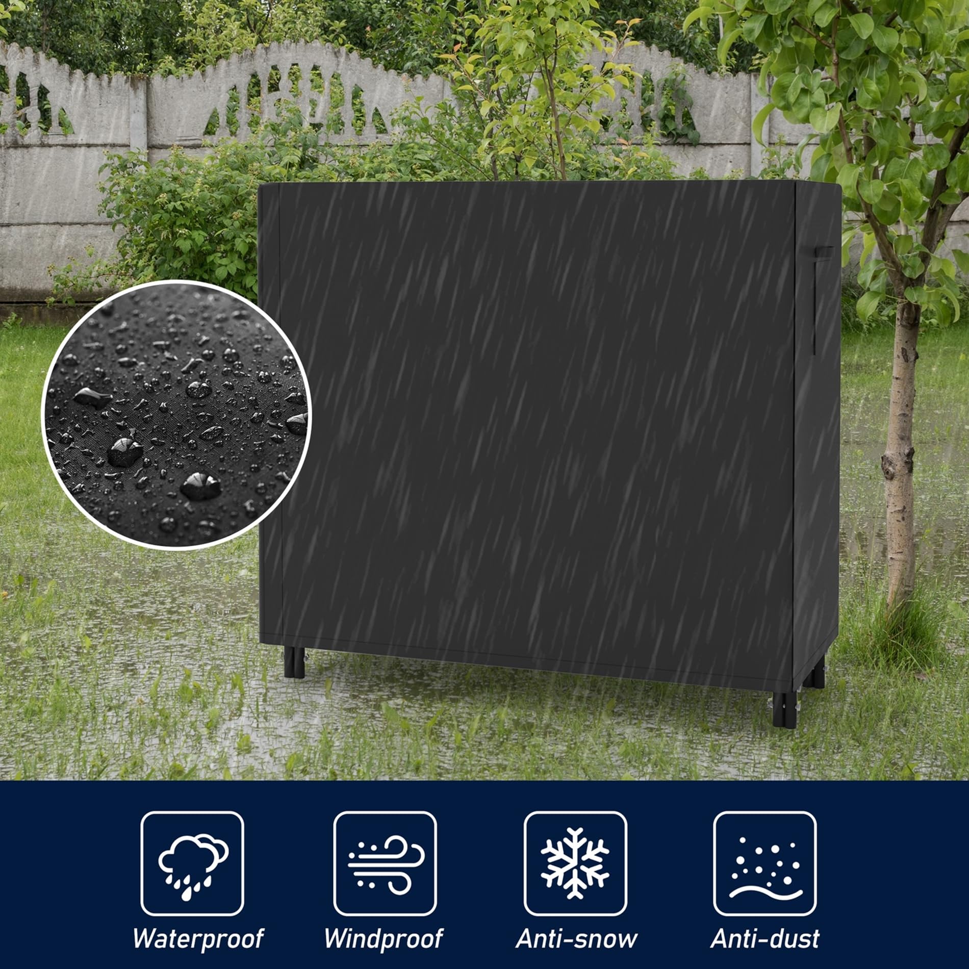 Walmann Oxford fabric cover tear-resistant detail showcases protection against weather.