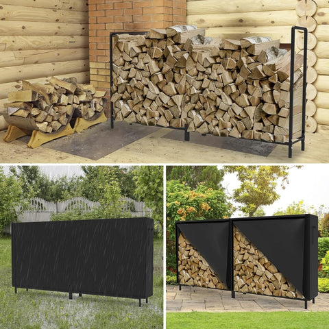 WALMANN steel-framed log rack stands up to outdoor use with a durable build