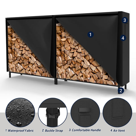WALMANN weatherproof 600D cover shields firewood from rain and sun.