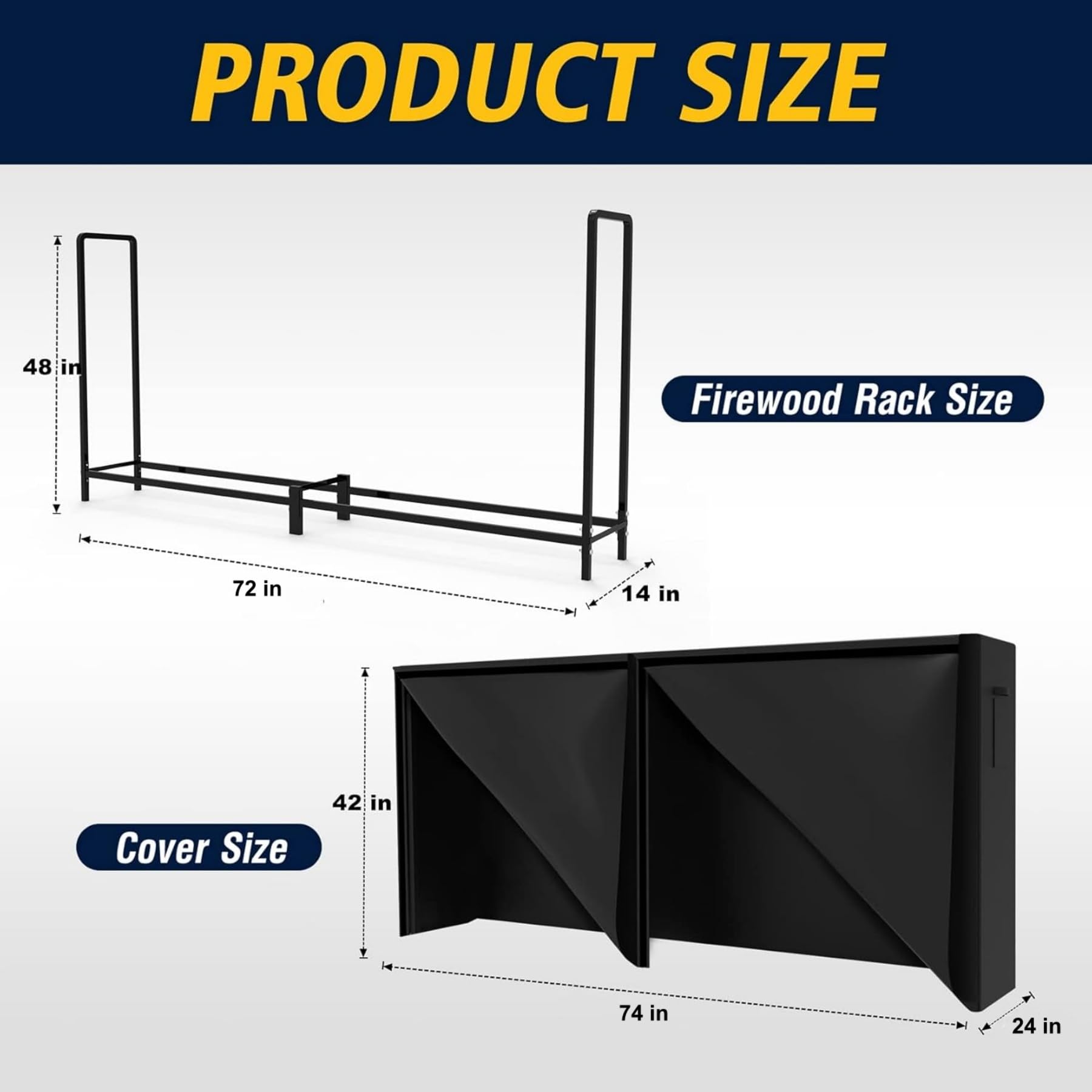 WALMANN 600D Oxford cover protects firewood from rain and UV exposure