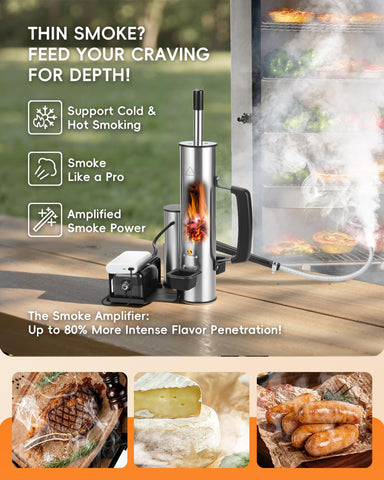 Walpreson cold smoke generator stainless steel body; durable and weather-ready.