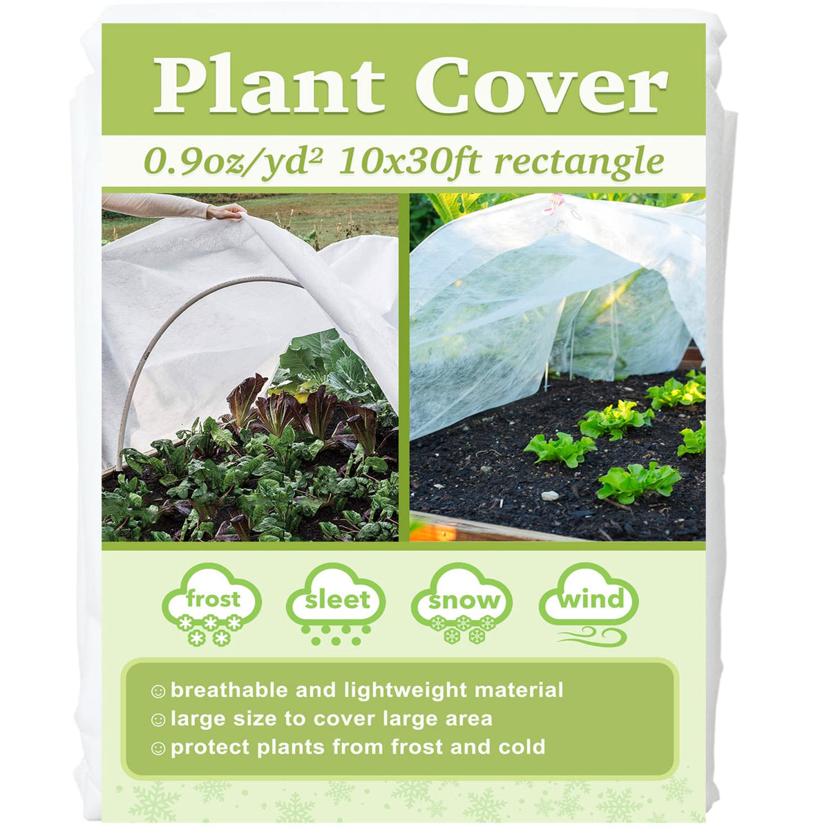 Walwe plant covers in 10x30ft configuration providing frost protection while letting light through