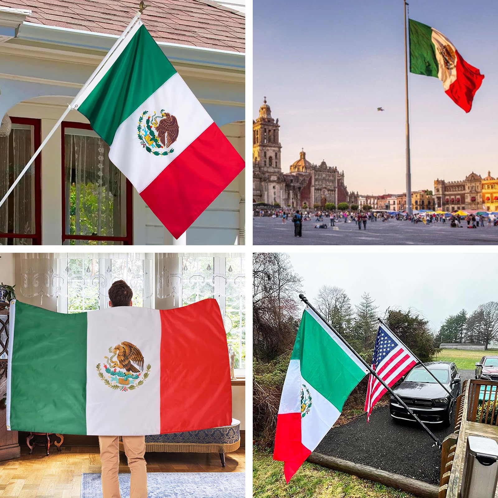 WANSHUNDE Mexican flag on a porch for decorative display