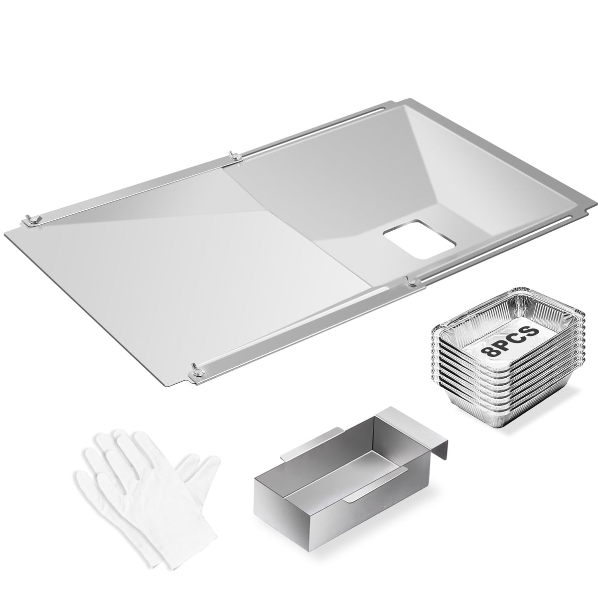 Wanchao grease tray with catch pan shown ready for grill cleanup