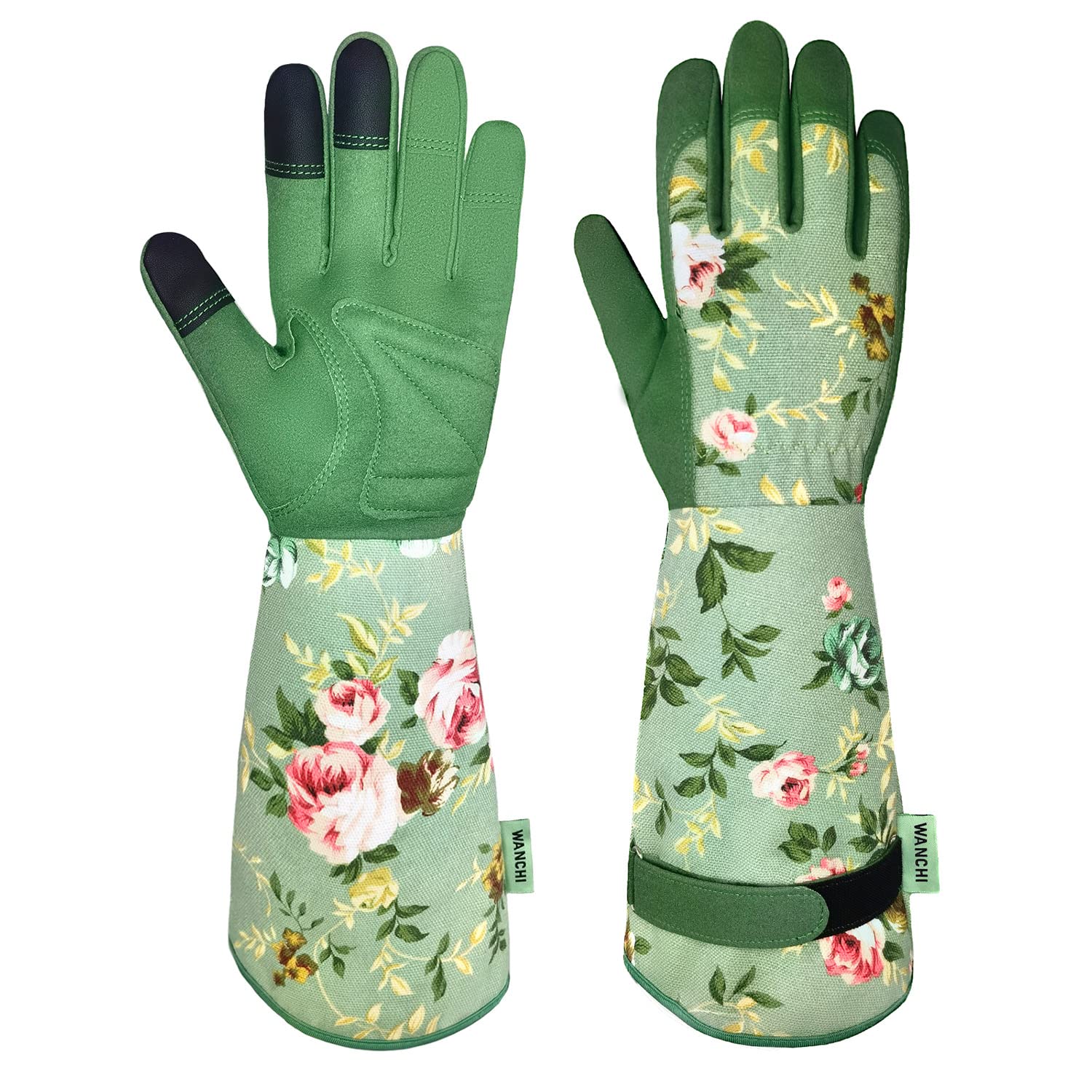 WANCHI gardening gloves floral print for stylish, comfortable garden tasks.