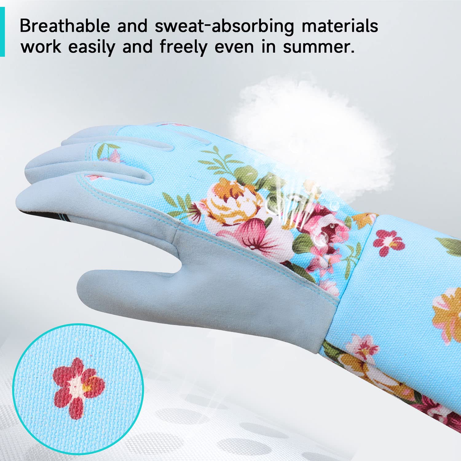 WANCHI gloves showcase a cute floral design for stylish gardening.