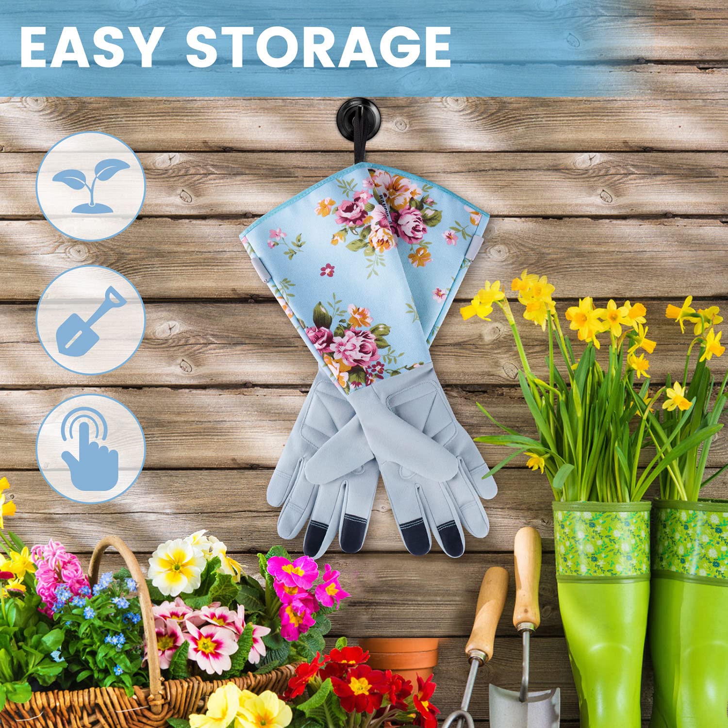 WANCHI gardening gloves suited for pruning, weeding, and light DIY projects.