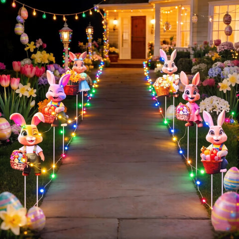 Wangdefu outdoor Easter bunny yard sign, six-piece set for cheerful curbside display