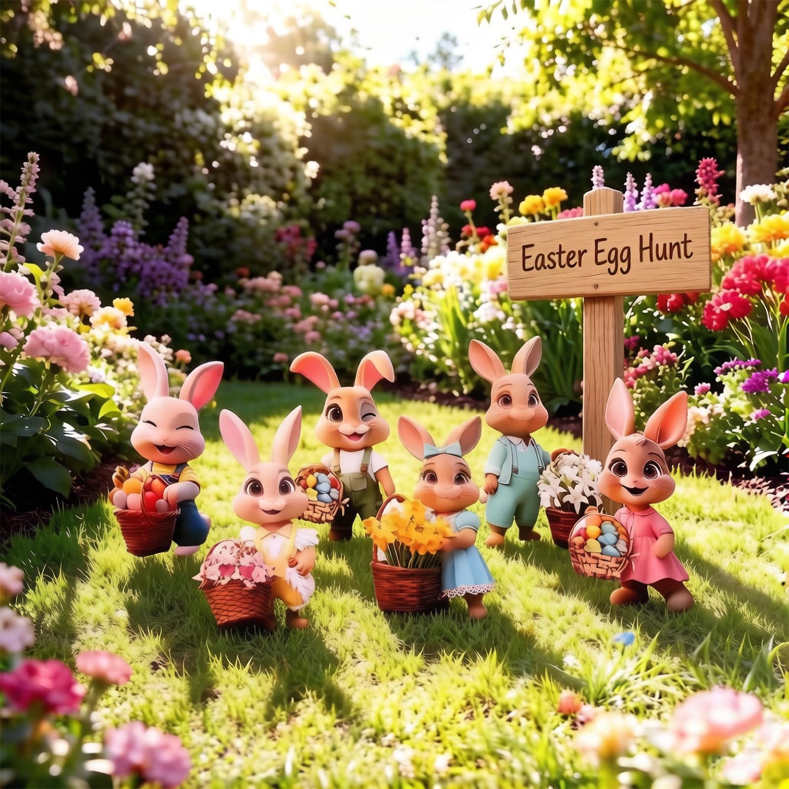 Wangdefu weather resistant plastic bunny decor withstands outdoor conditions