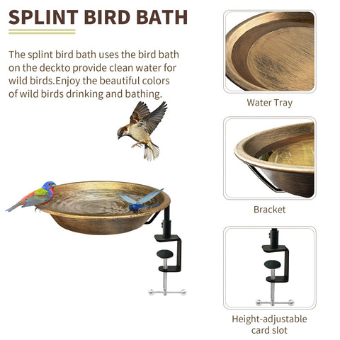 WANGIRO bronze-finish metal bird bath designed for year-round use