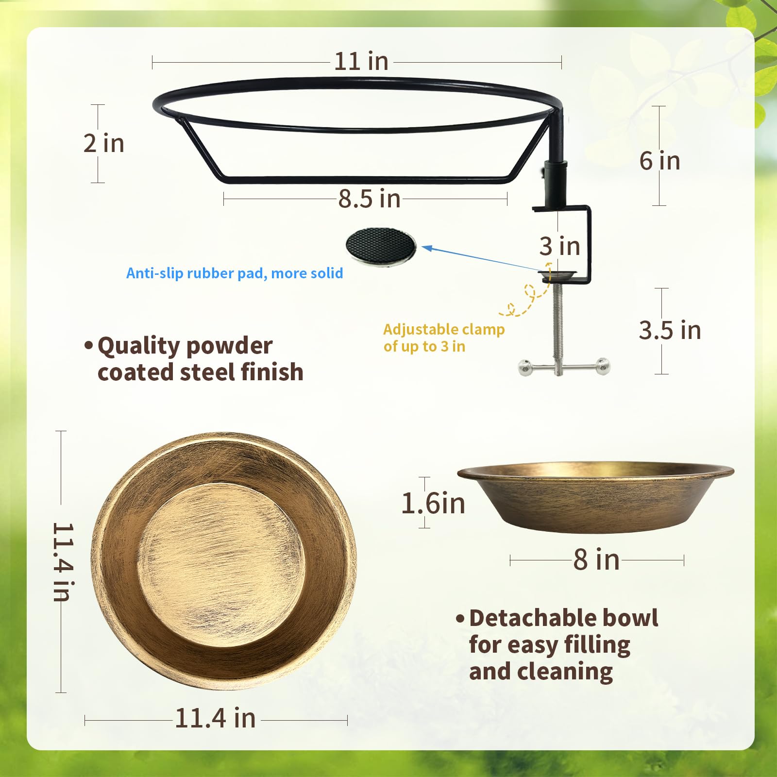 WANGIRO outdoor bird bath enhances garden, veranda, or patio space