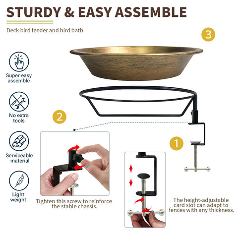 WANGIRO quick-install bird bath invites nature viewing on porch or deck