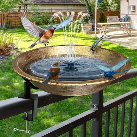 WANGIRO sturdy deck clamp secures the bird bath on a deck