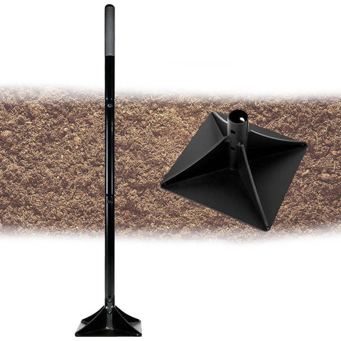 wangyanxi77 steel tamper with 48-inch handle in action leveling a patio base