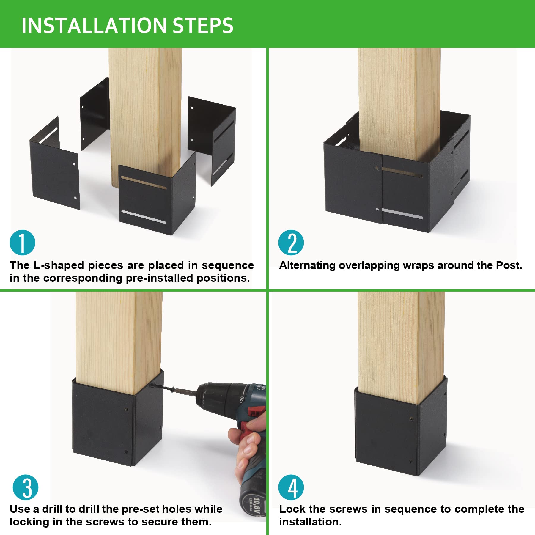 Wanhork wrapped-post fit demonstrates versatile overlap for 3.3-6in posts