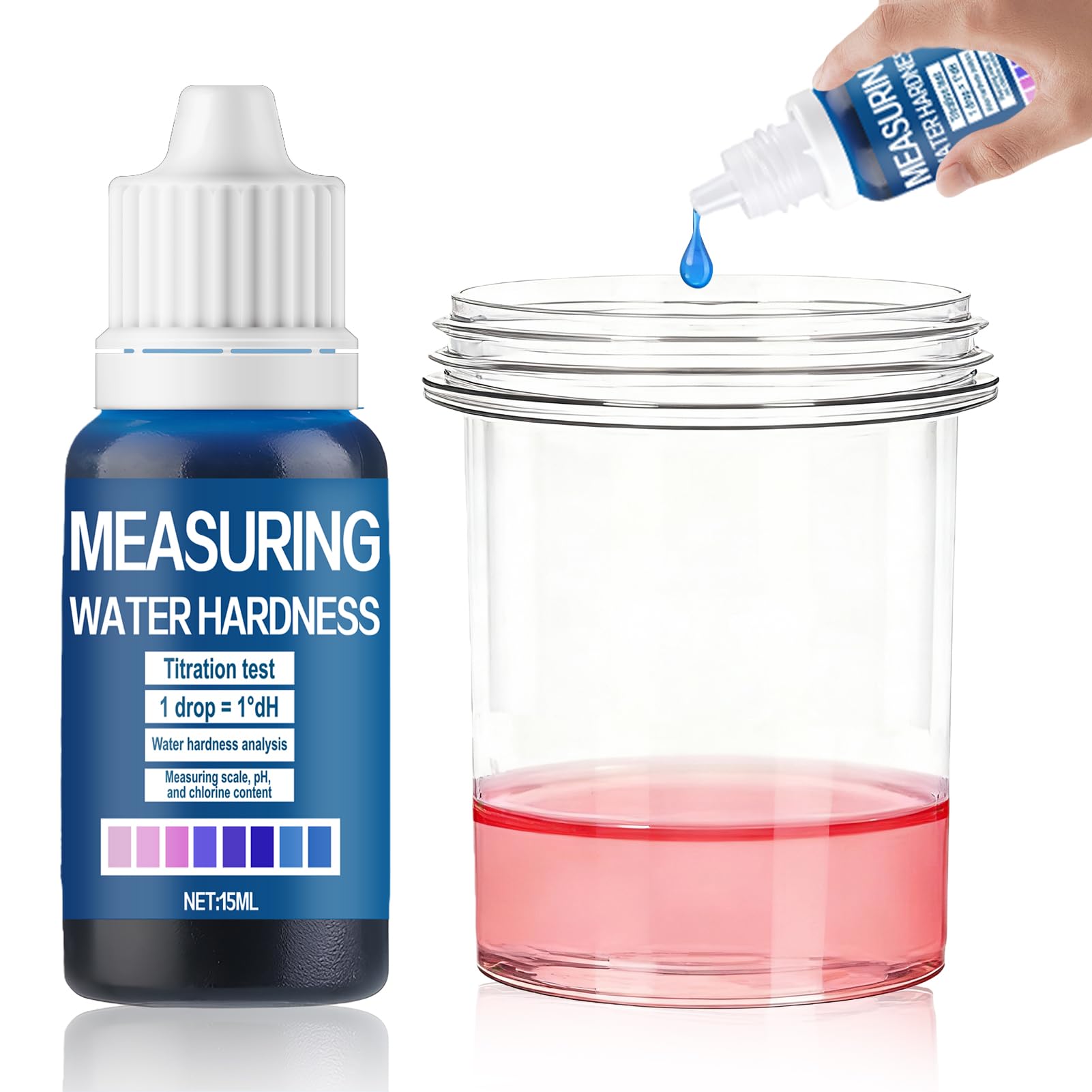 WANJAO hard water test kit measuring cup for quick home checks.