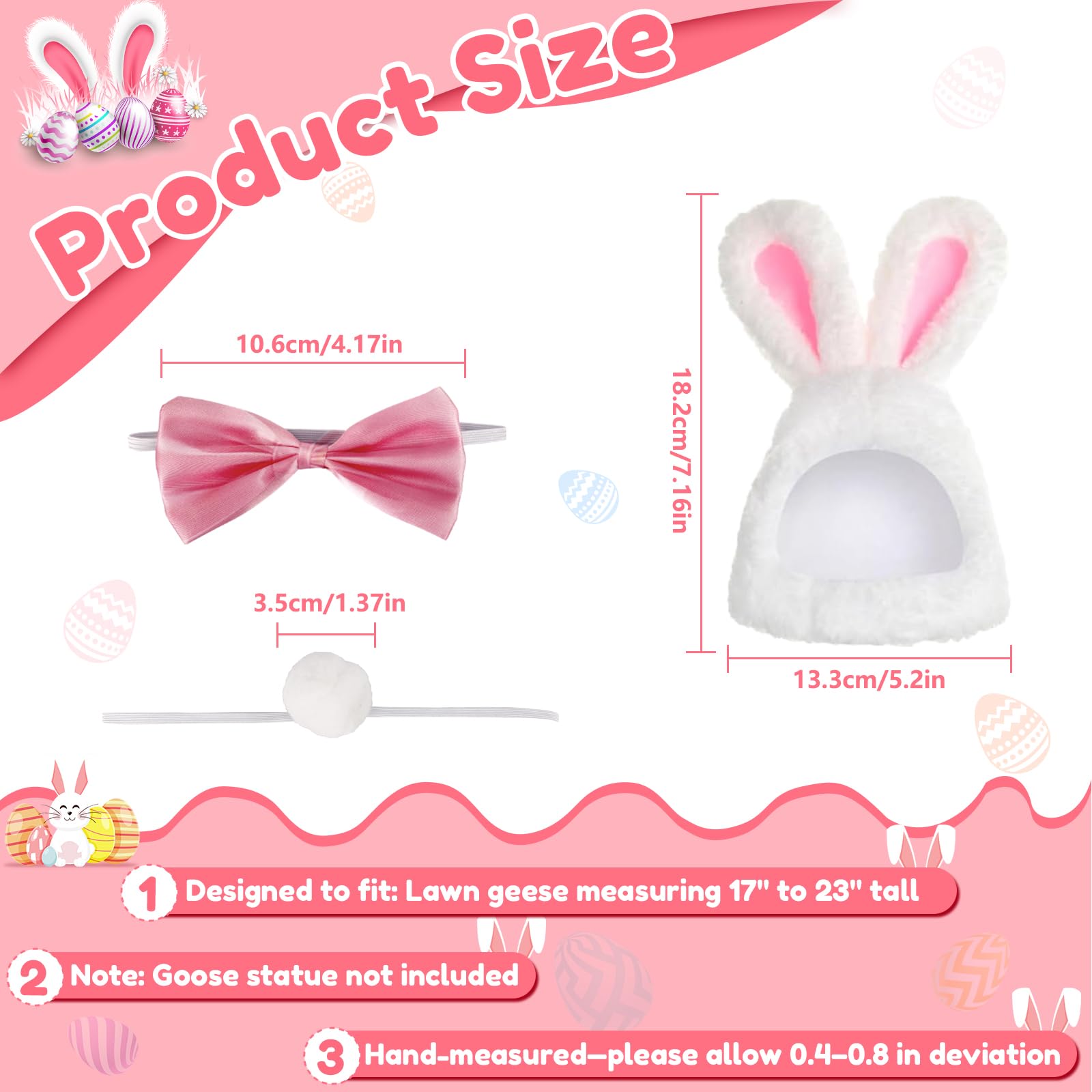 Wanocean Easter Bunny Outfit pink tie enhances garden celebrations