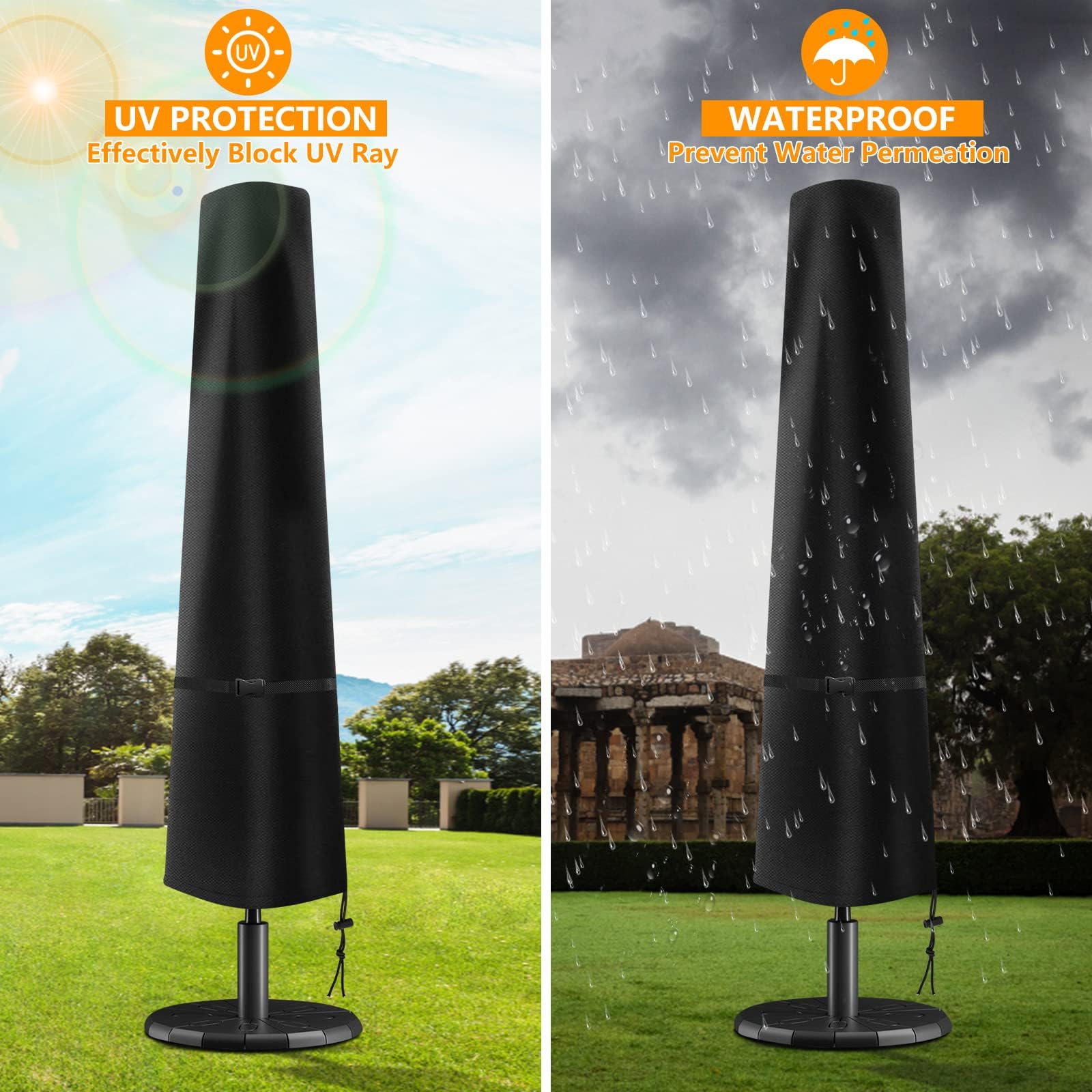 Wanocean market umbrella cover resists rain and dust for all weather use.