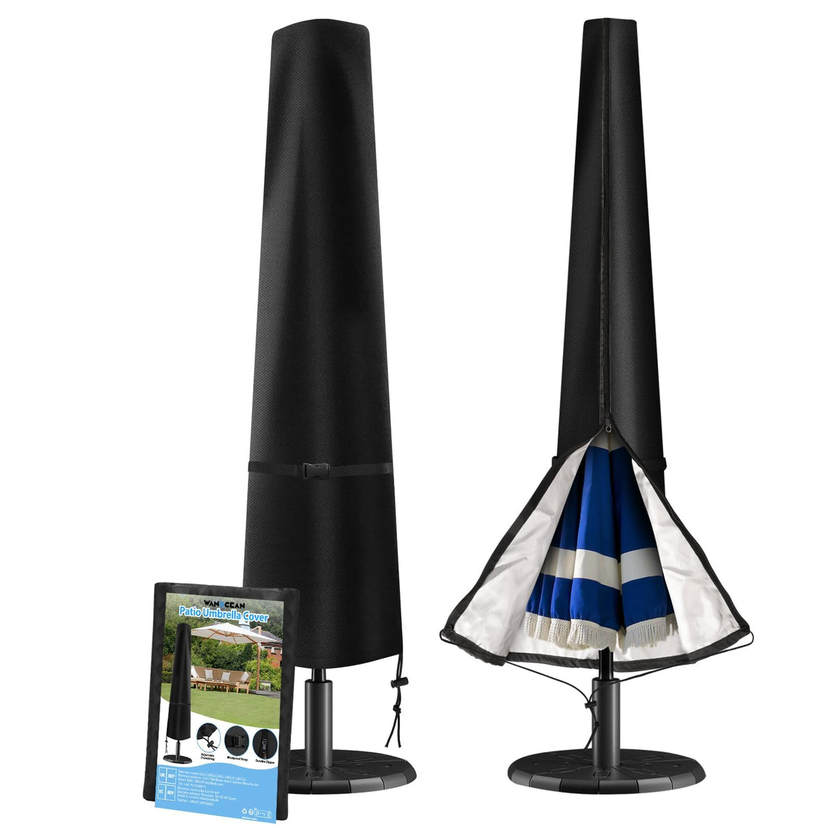 Wanocean patio umbrella cover waterproof fits 7-11 ft umbrellas and protects from rain.