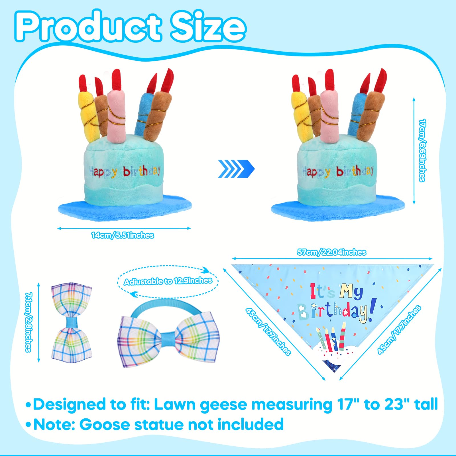 Wanocean blue bow-tie enhances goose charm for outdoor parties.