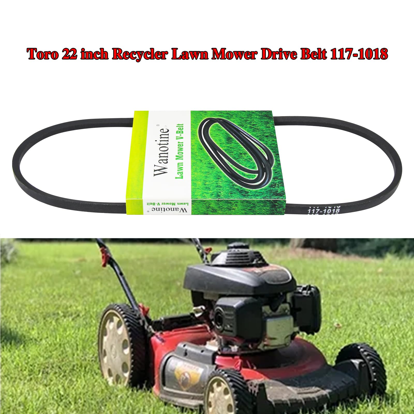 Wanotine 117-1018 belt packaging ready for easy replacement.