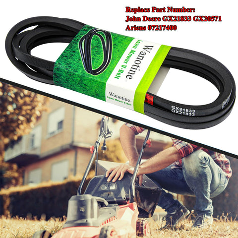 Wanotine GX21833 belt installed on a mower deck for easy replacement.