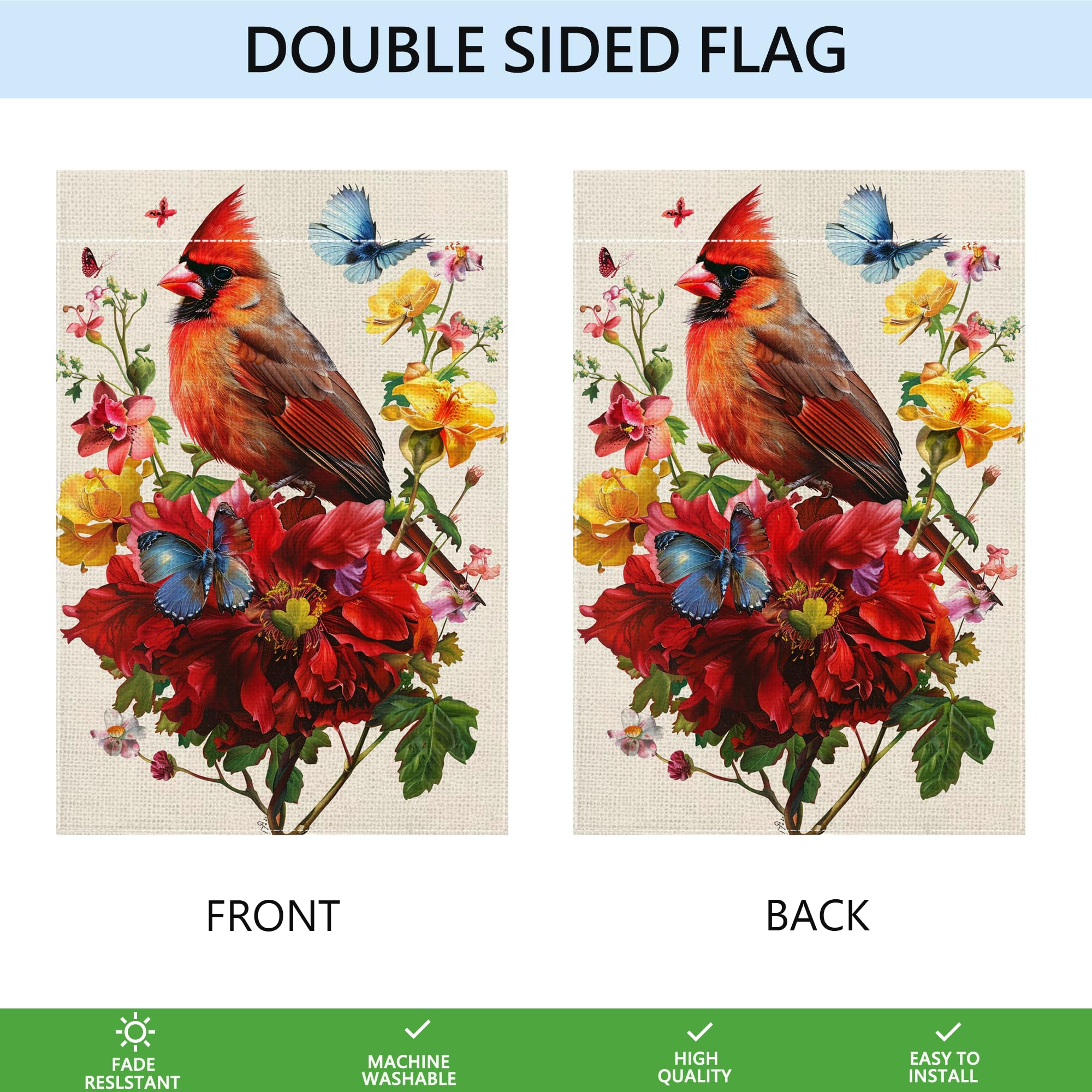 Wanpluml Bright colorful cardinal-butterfly-flowers flag for seasonal outdoor decor.
