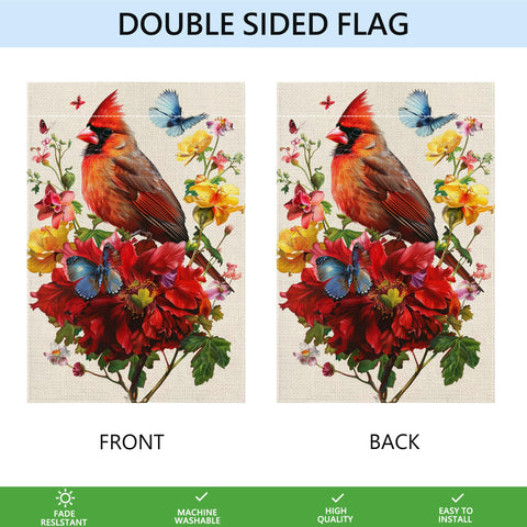 Wanpluml Bright colorful cardinal-butterfly-flowers flag for seasonal outdoor decor.