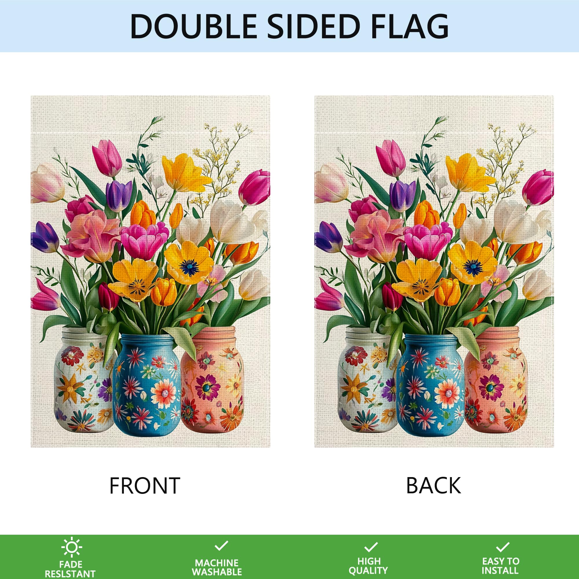 Wanpluml colorful flowers flag brightens patios, lawns, and balconies.