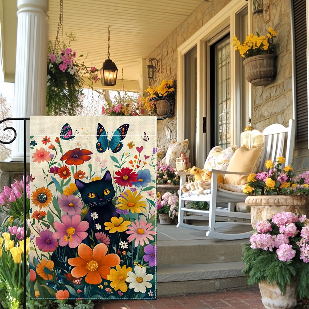 Wanpluml colorful garden flag captures sunflowers and blossoms brightening pathways.