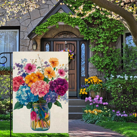 Wanpluml mason-jar garden flag ideal for spring garden decor