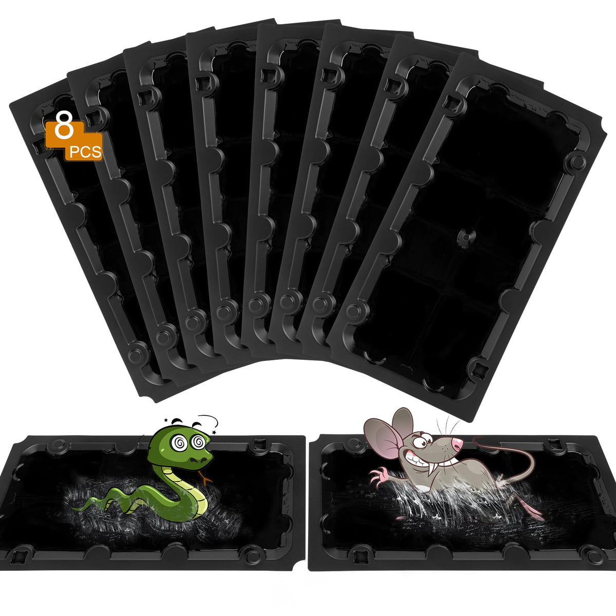 Wanqueen 8-pack sticky traps prebaited, shown for corner placement in a home.